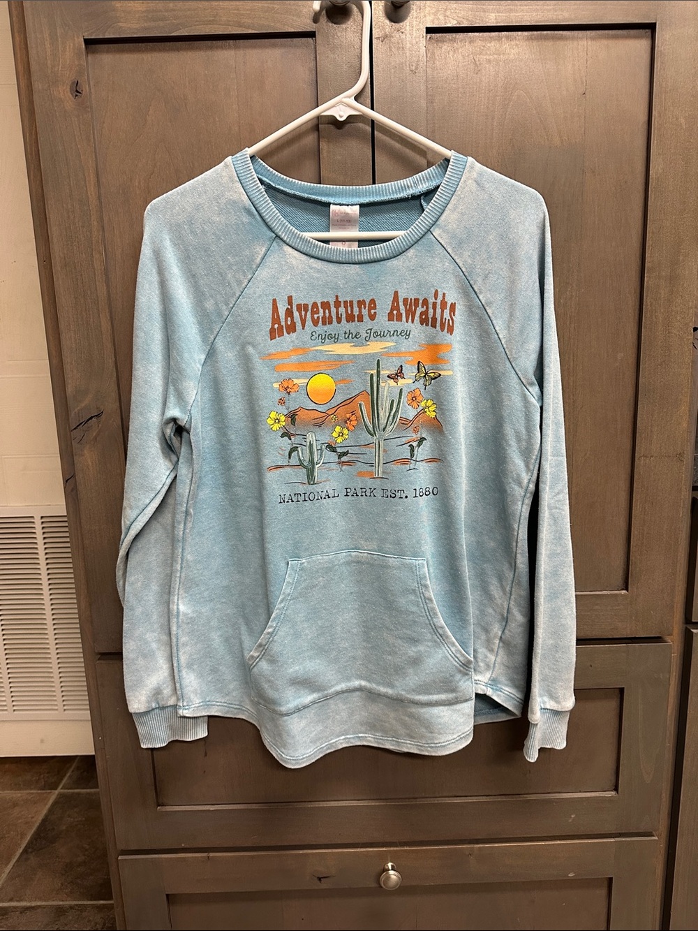 No Boundaries Light Blue Graphic Crewneck Pullover